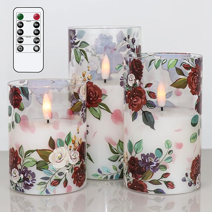Rose Glass Flameless Candles Battery Operated by DRomance