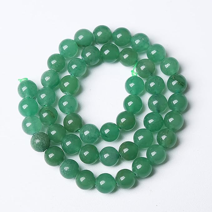 32pcs 12mm Natural Green Aventurine Beads Semi Precious Round Smooth Gemstones Beads for Jewelry Making DIY Necklaces Bracelets