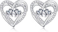 Iefil Valentines Day Gifts for Her, 925 Sterling Silver Heart Birthstone Earrings, Anniversary Birthday Gifts for Women, Birthstone Jewelry for Her Wife Girlfriend Mom