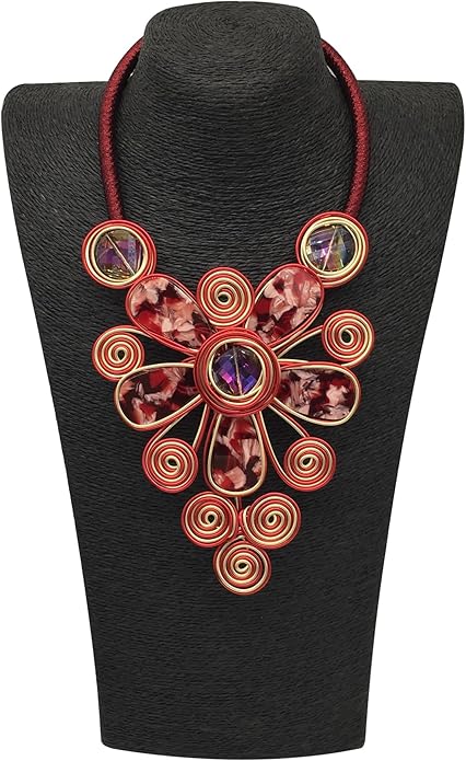 Statement African Necklace For Women African Jewelry Costume Earring Sets Tribal Fashion Colorful Big Rhinestone Crystal Pendent Collar Choker Bold Chunky Bib Handmade