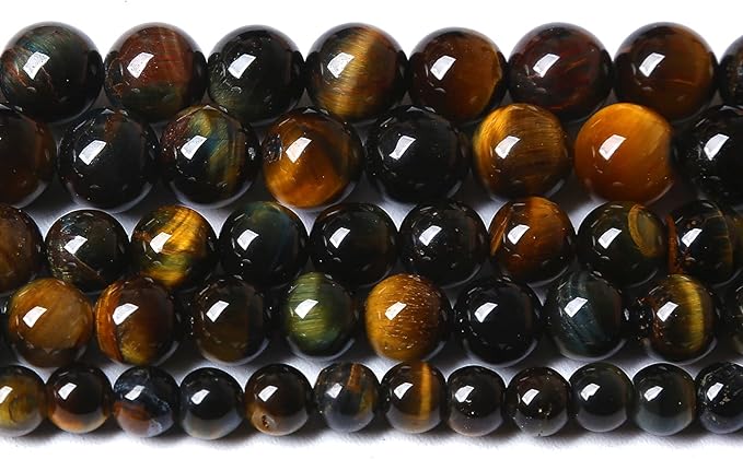 Yellow Blue Tiger Eye Beads Natural Stone Round Loose Beads Energy Gemstone Healing Power for Jewelry Making 6mm 60pcs 15"