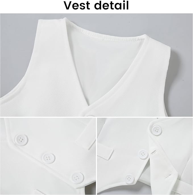 DISAUR Baby Boy Clothes Toddler Boy Outfits 4PCS Gentleman Dress Romper/Vest/Pants/Bow Tie Cotton Suit Sets