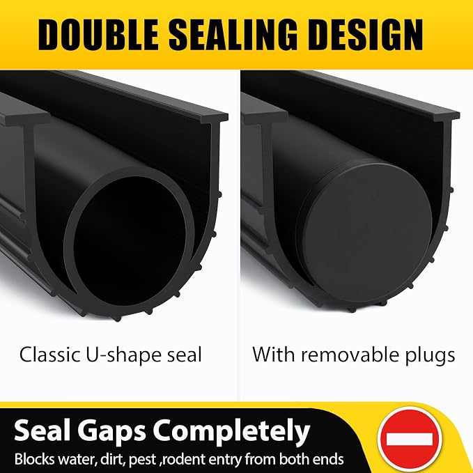Jin&Bao Garage Door Bottom Rubber Seal 5/16" T-End 10FT & 2 End Plugs Black | - Image 3
