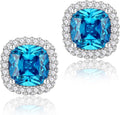 YOMELA Cubic Zirconia Earrings Studs, Halo CZ Birthstone Simulated Diamond Stud Earrings for Women