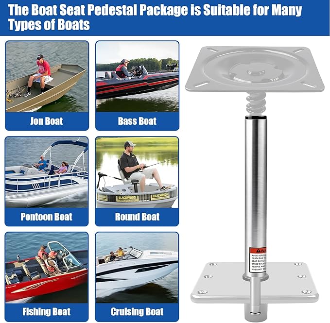 3/4" Boat Seat Pin Post;1.5-Inch Diameter Marine Aluminum Alloy Pedestal Base - Image 5