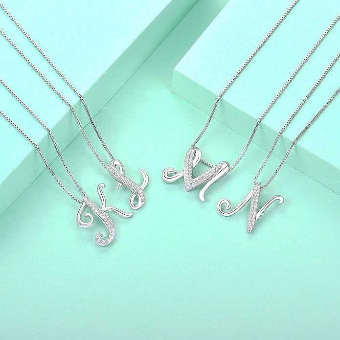 STARCHENIE Initial Necklace for Women 925 Sterling Silver Letter A-Z Pendant 26 Alphabet Jewelry