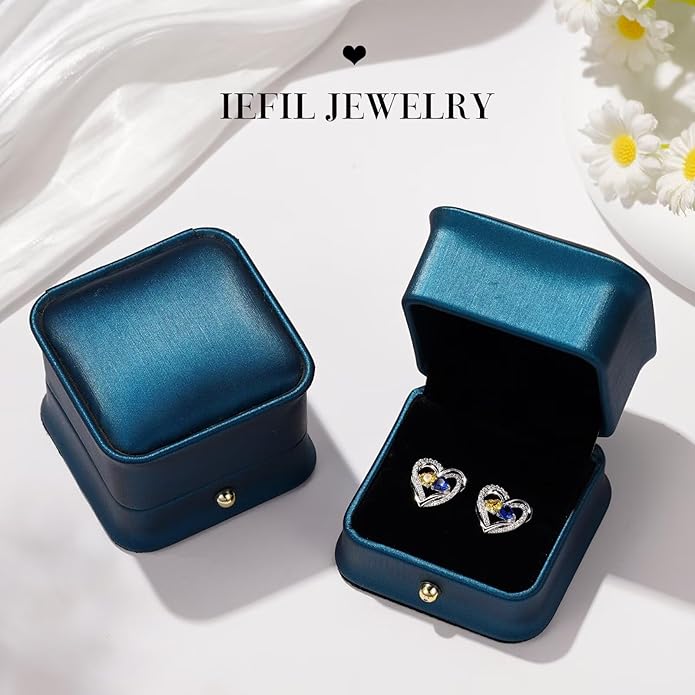 Iefil Valentines Day Gifts for Her, 925 Sterling Silver Heart Birthstone Earrings, Anniversary Birthday Gifts for Women, Birthstone Jewelry for Her Wife Girlfriend Mom