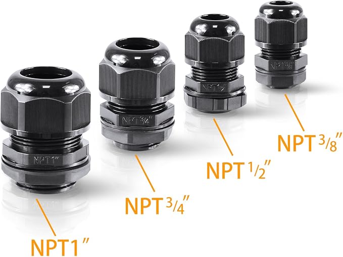 XHF 10 Pcs 1/2" IP68 Strain Relief Nylon Cord Grip Waterproof NPT Cable Glands - Image 7