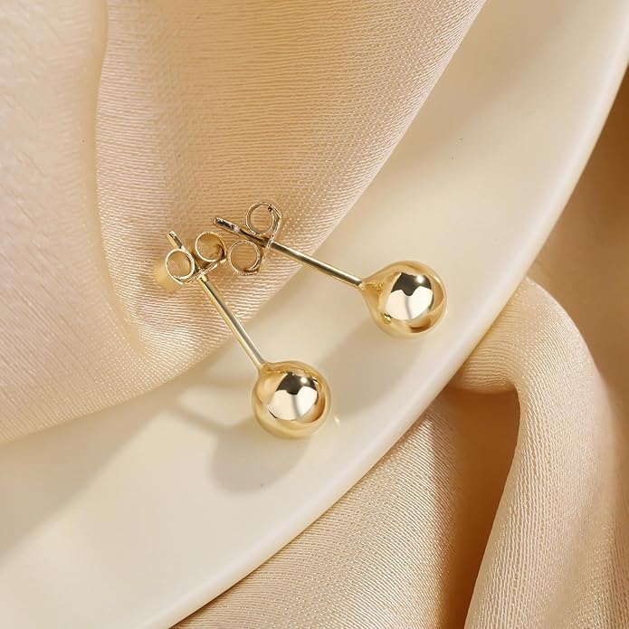 ToHeart 14k Gold Stud Earrings Women Hypoallergenic Gold Flat Back Stud Earrings