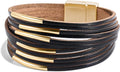 Wrapped Bracelets for Women,Leather Bracelet,Boho Bracelets for Women,Multi-Layer Pearl Crystal Bracelet Bangle Jewelry