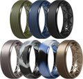 Egnaro Men's Rings 8.5mm Wide-2mm Thick Inner Arc Ergonomic Breathable Rubber Wedding bands-Hypoallergenic for Gym/Outdoor/Gift((1-7 Variety Pack with Half Size)