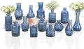 Clear Glass Bud Vase Set of 14 Pcs, Small Bud Vases in Bulk, Glass Crystal by JXINDUJU
