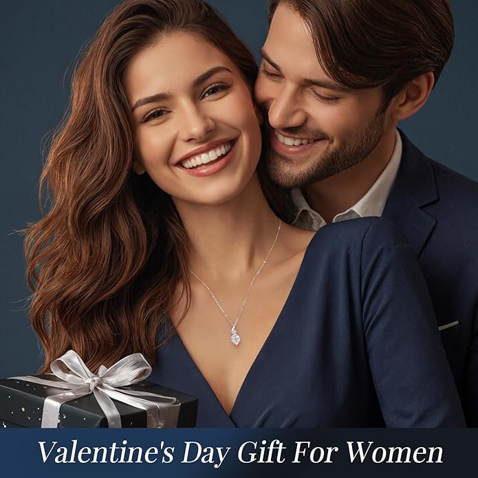 ANDSO Valentine's Day Gift Moissanite Heart Pendant Necklaces for Women, 925 Sterling Silver Necklace with Birthstone, Ideal Anniversary Present or Birthday Jewelry Gifts for Mom Wife Her Girlfriend