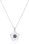 Amazon Collection Genuine or Created Gemstone Birthstone Flower Pendant Necklace with Chain in Sterling Silver, 18"