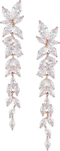 SWEETV Marquise Cubic Zirconia Wedding Earrings for Women Brides, Crystal Chandelier Bridal Drop Earrings for Prom Pageant