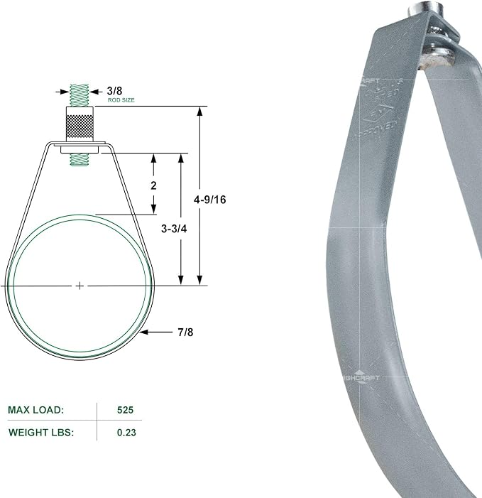 HIGHCRAFT ITSO-FQ03 Swivel Loop Pipe Hanger, Epoxy Coated Steel, 3 in, 3 in - Image 7