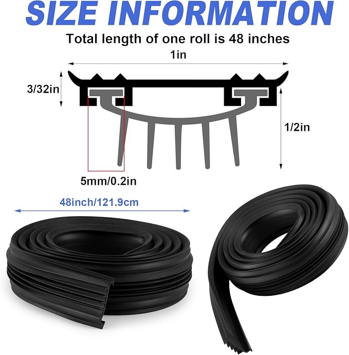 Nuanchu 1 Pcs U Shaped Rubber Door Bottom Sweep, 48 Inch, Noise Reducing - Image 2