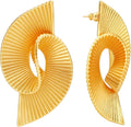 18K Gold Dangle Earrings for Women, Thick and Sturdy Hypoallergenic Exaggerated Striped Twist Fashion Jewelry Versatile Luxury Gifts.