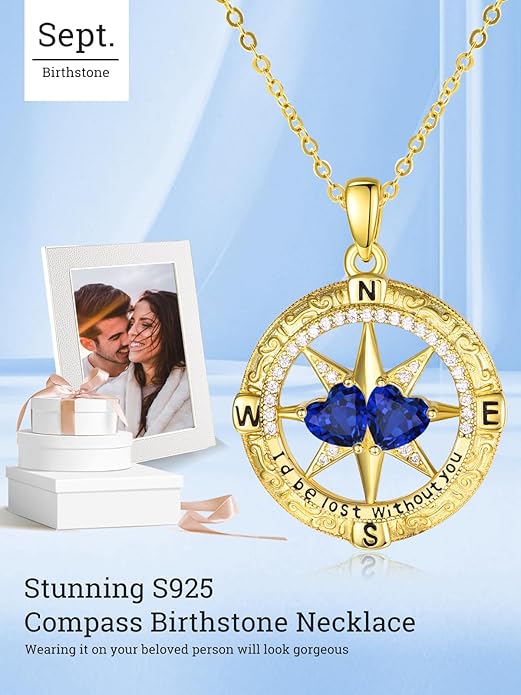 Valentine's Day Gifts for Wife 925 Sterling Silver Double Birthstone Pendant Necklaces I Love You for Always and Forever Necklace Anniversary Birthday Gifts for Wife Girlfriend Mom Her