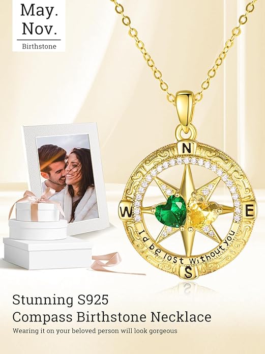 Valentine's Day Gifts for Wife 925 Sterling Silver Double Birthstone Pendant Necklaces I Love You for Always and Forever Necklace Anniversary Birthday Gifts for Wife Girlfriend Mom Her