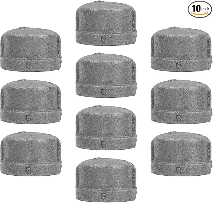 1/2" Cap Fitting, PIPE DECOR Black Malleable Iron Fittings Fit Standard 1/2 by PipeD%C3%A9cor