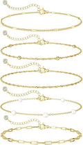 MBW Gold Bracelets for Women Trendy, Dainty 14K Gold Plated Bracelet Stack Beaded Chain Bracelet Set Thin Small Cute Paperclip Bracelets Fashion Waterproof Jewelry Gift Gold Accessories for Women