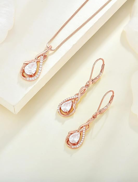 Starchenie Infinity Dangle Drop Earrings Sterling Silver Leverback Earrings Gemstones Twisted Jewelry