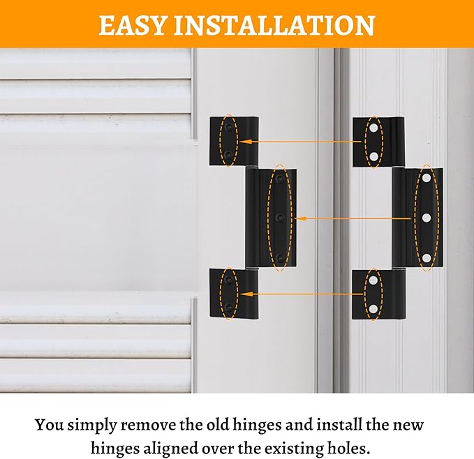 Matte Black Screen Door Hinges, 1/8 Inch Grooved Center | Storm Door Hinge - Image 3