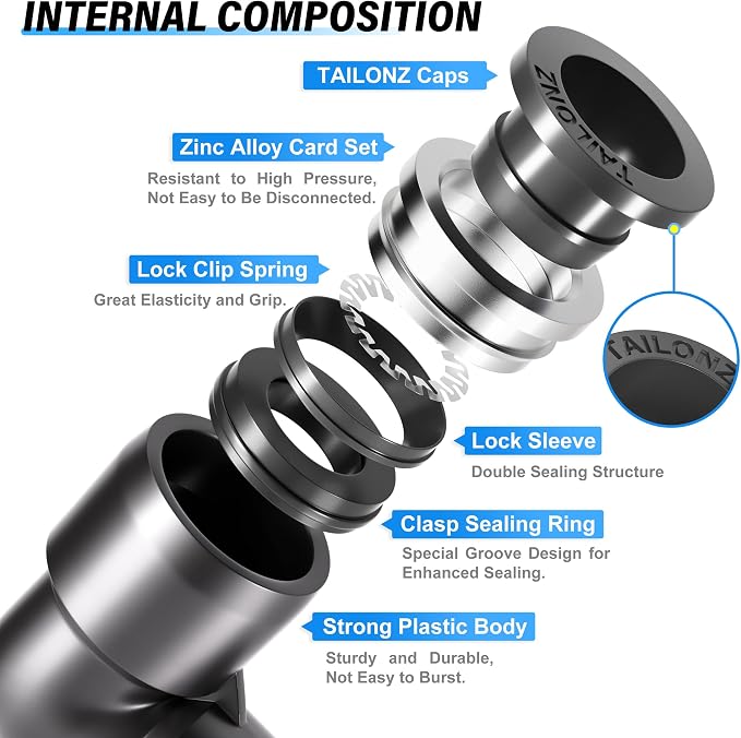TAILONZ 1/4" x 1/2" NPT Push to Connect Straight & Elbow Fitting Kit 4pcs | - Image 3