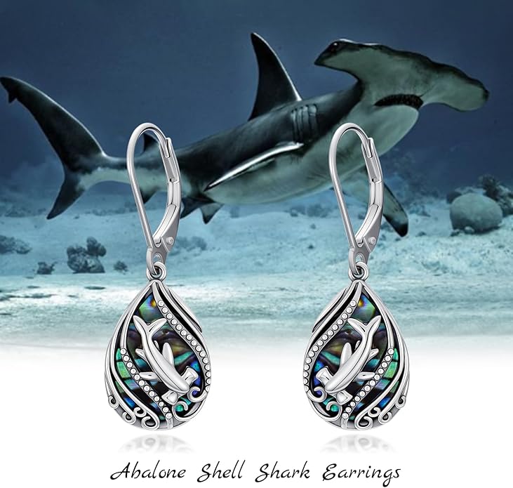 Animal Earrings 925 Sterling Silver Abalone Shell Dangle Drop Earrings Leverback Earrings Cute Animal Jewelry Gifts for Women Girlfriend