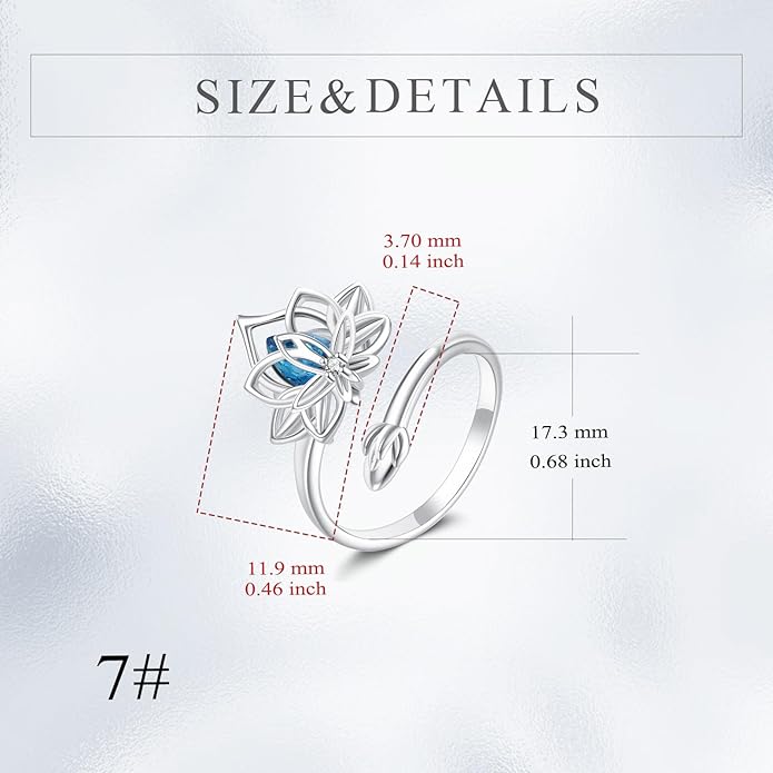 POPLYKE Rose Black Flower Ring For Women Sterling Silver Rings With CZ Jewelry For Women Promise Ring Adjustable Open Ring