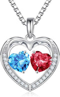 Iefil Valentines Day Gifts for Her - 925 Sterling Silver Heart Birthstone Necklace, Anniversary Birthday Gifts for Women Wife Girlfriend Mom Her