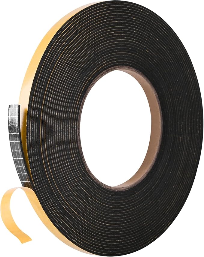 Self Adhesive Foam Tape Weatherstrip 1/4in x 1/16in x 33Ft High Density Foam by Kikerike