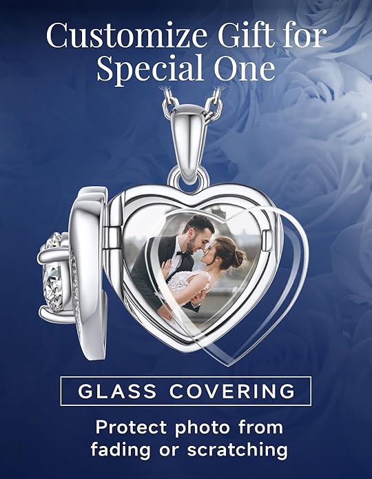 MomentWish Heart Necklace for Women Moissanite, Simulated Diamond, 925 Sterling Silver