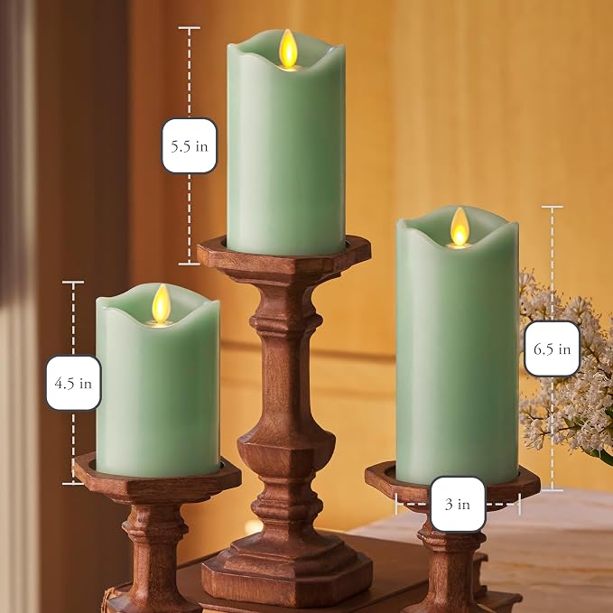 Co. Set of 3 Flameless LED Flickering Battery Candle Moving Flame Pillar - Image 6