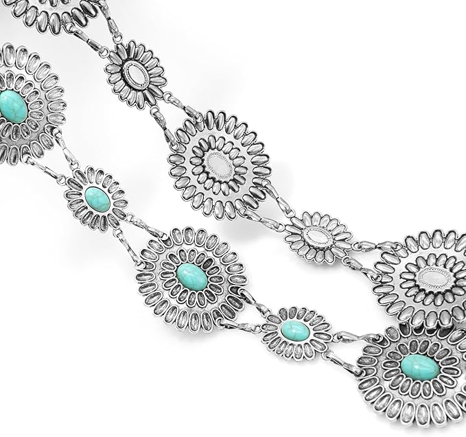 Women's Concho Chain Belt Western Cowgirl Metal Waist Chain Belt for Dress
