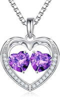 Iefil Valentines Day Gifts for Her - 925 Sterling Silver Heart Birthstone Necklace, Anniversary Birthday Gifts for Women Wife Girlfriend Mom Her
