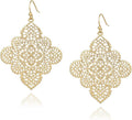 POMINA Floral Celtic Filigree Gold Dangle Drop Earring Boho Fashion Geometirc Filigree Earrings for Women