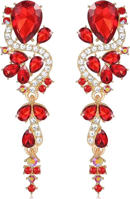 Rhinestone Statement Dangle Earrings Sparkly Crystal Bridal Wedding Earrings for Brides Bridesmaides Chandelier Teardrop Earrings for Women Prom Party