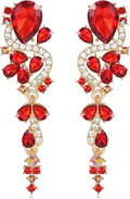 Rhinestone Statement Dangle Earrings Sparkly Crystal Bridal Wedding Earrings for Brides Bridesmaides Chandelier Teardrop Earrings for Women Prom Party