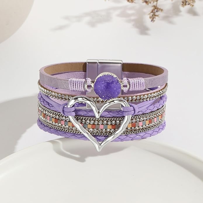 VIBILIA Boho Leather Wrap Bracelets for Women Multi-Layer Bracelets with Strong Clasp Jewelry for Women