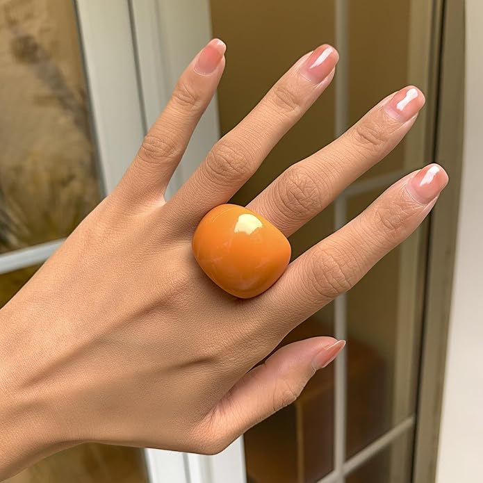 Colorful Chunky Acrylic Ring for Women,Vintage Statement Stackable Rings Candy Color Knuckle Finger Rings Y2K Fashion Classic Jewelry