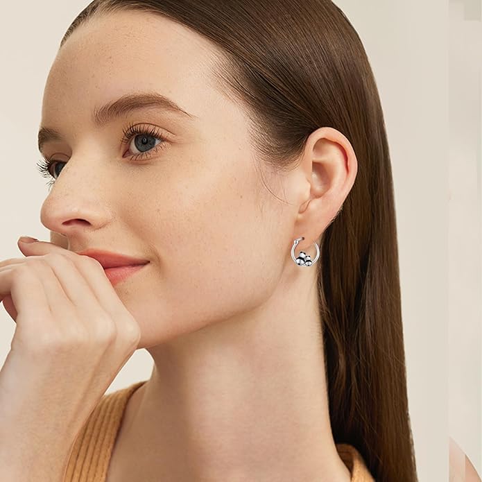 JUSTKIDSTOY Hypoallergenic Panda/Unicorn/Hummingbird/Dolphin Hoop Earrings for Women 925 Sterling Silver Animal Huggie Hoop Earrings Jewelry Gifts for Sensitive Ears