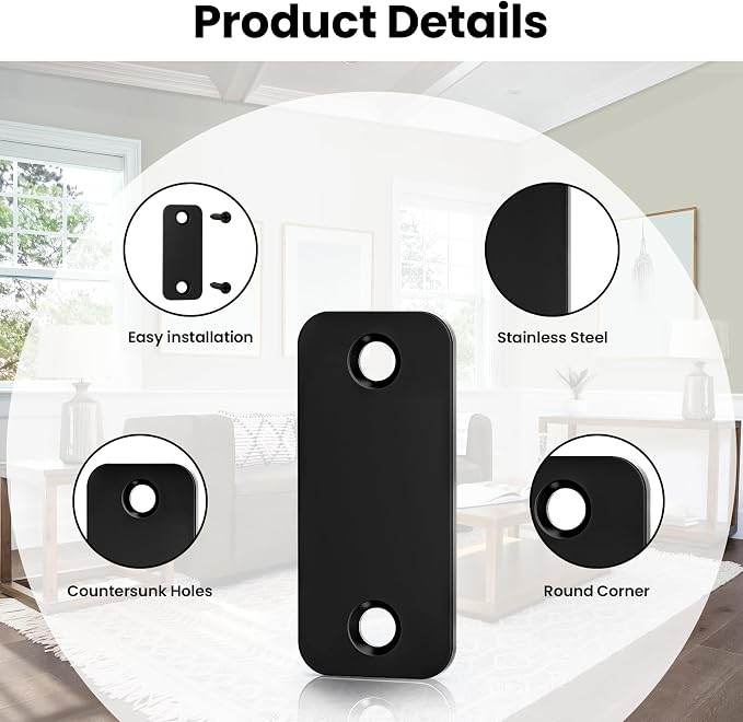 1" x 2-1/4" Door Hole Cover Plate Stainless Steel Door Strike Filler Plate | - Image 5