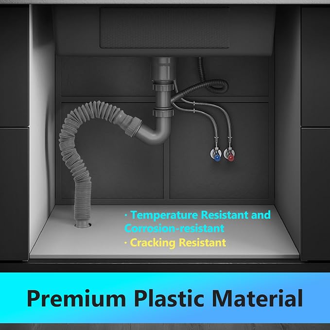 Sink Drain Pipe Kit, 2 Pack Flexible Drain Pipe P Trap, 8.46"-20.67" Flexible P - Image 4