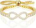 Moissanite Tennis Bracelets For Women, S925 Sterling Silver Infinity Bracelet, 3MM Width 18K Gold Plated White Gold Adjustable Bolo Bracelets- Birthday Christmas Gifts For Mom Wife Her