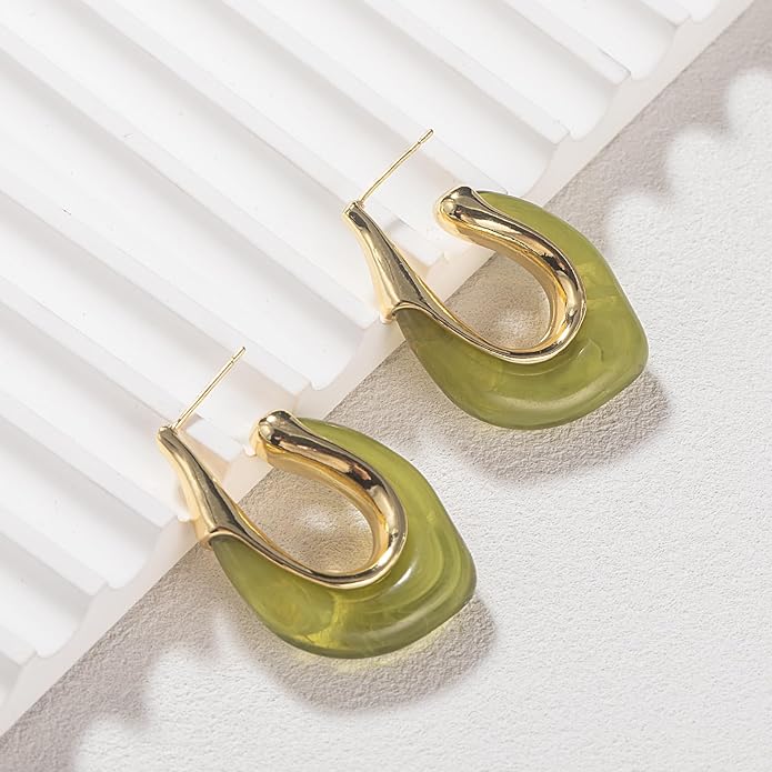 Acrylic Hoop Earrings Chunky Huggie Statement Vintage Earrings Cute Resin Drop Earring Trendy Jewelry Gifts for Women