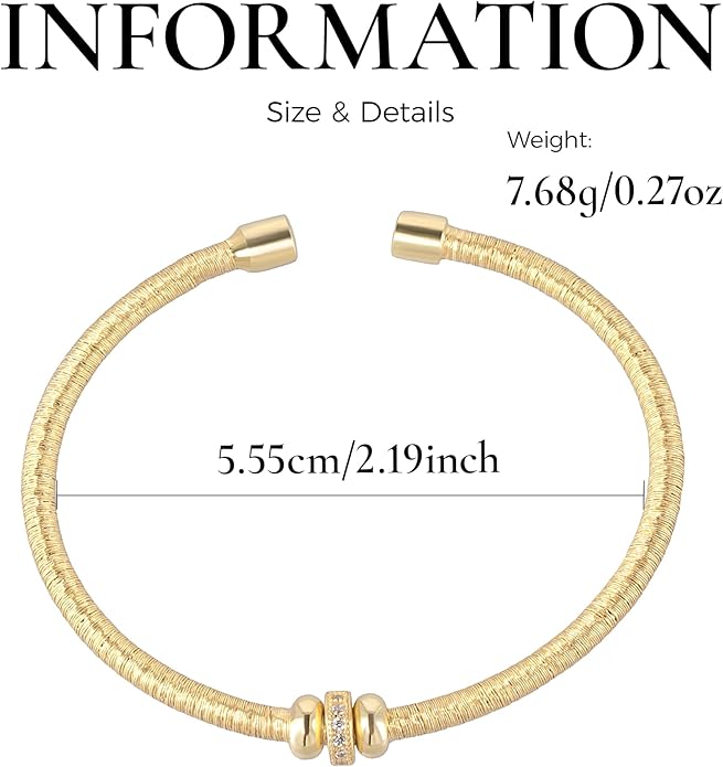 Cuffs Bracelet for Women Minimalist Gold Coil Craft Cuff Bracelet Italian Coil Craft Handmade Jewelry Christama Birtherday Gift