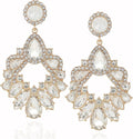 Fashion Rhinestone Statement Drop Dangle Earrings Large Colorful Crystal Chandelier Earrings for Women Bridal Wedding Party Prom