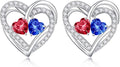 Iefil Valentines Day Gifts for Her, 925 Sterling Silver Heart Birthstone Earrings, Anniversary Birthday Gifts for Women, Birthstone Jewelry for Her Wife Girlfriend Mom